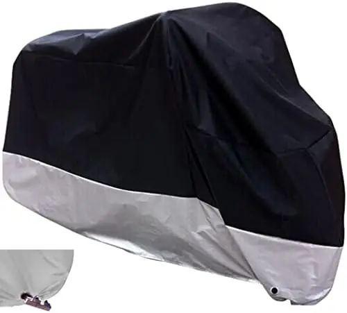 

XYZCTEM Waterproof Motorcycle Cover - Black, All-Season, Fits Up to 108" Bikes, XXL with Lock Holes