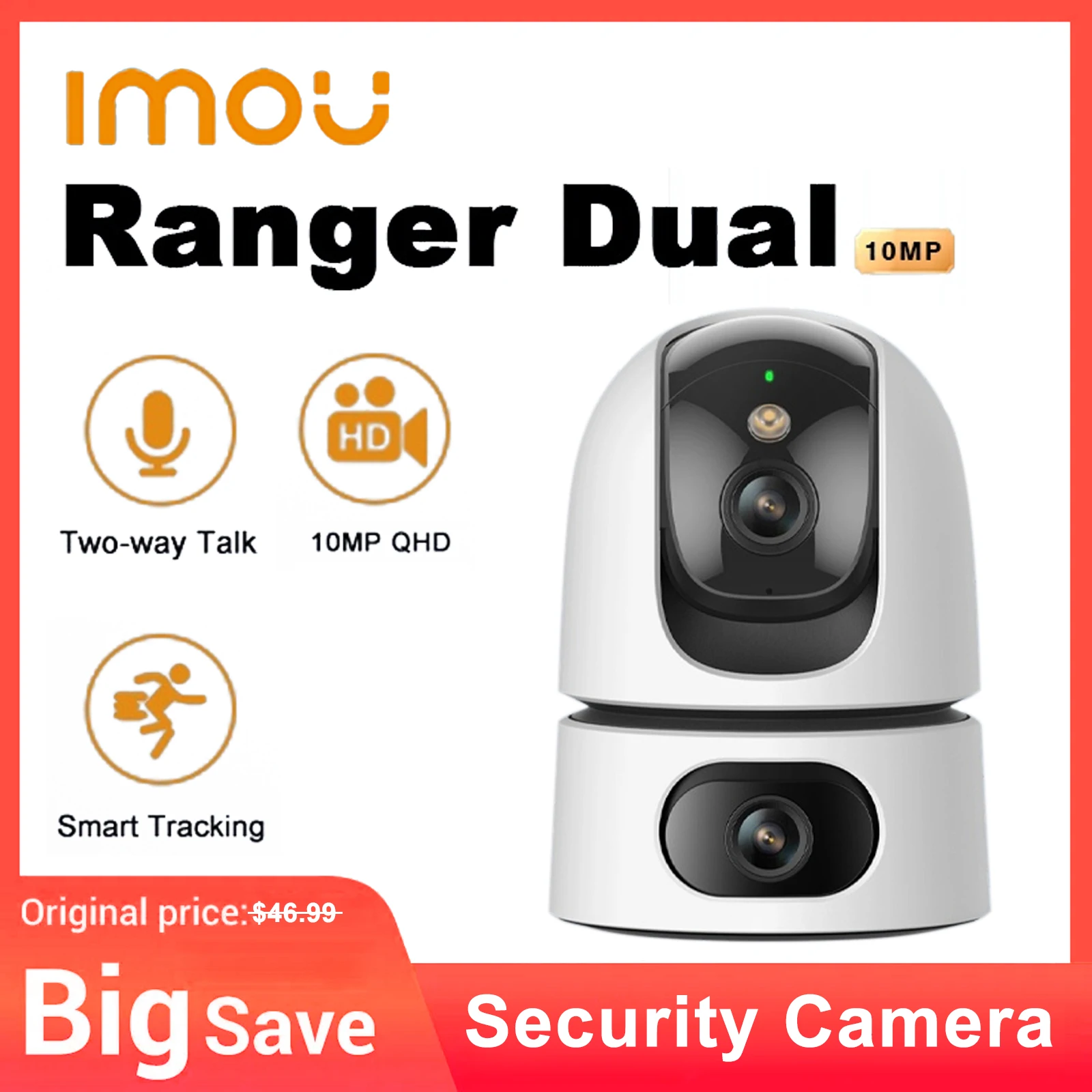 IMOU WIFI IP 5+5 Camera Ranger Dual 10MP Indoor Baby Monitor Human Detect Smart Color Night Vision Security Surveillance Camera