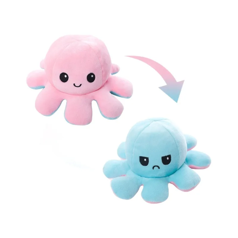 40cm Creative Cute Flip Face Octopus Plush Toy Student Couple Doll Double Sided Reverse Octopus Doll Girlfriend Birthday Gift