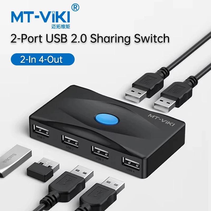 MT-VIKI KVM Switch USB2.0 sharer for PC Keyboard Mouse Printer 2 PCs Sharing 4 Devices USB Switcher MT-SW224