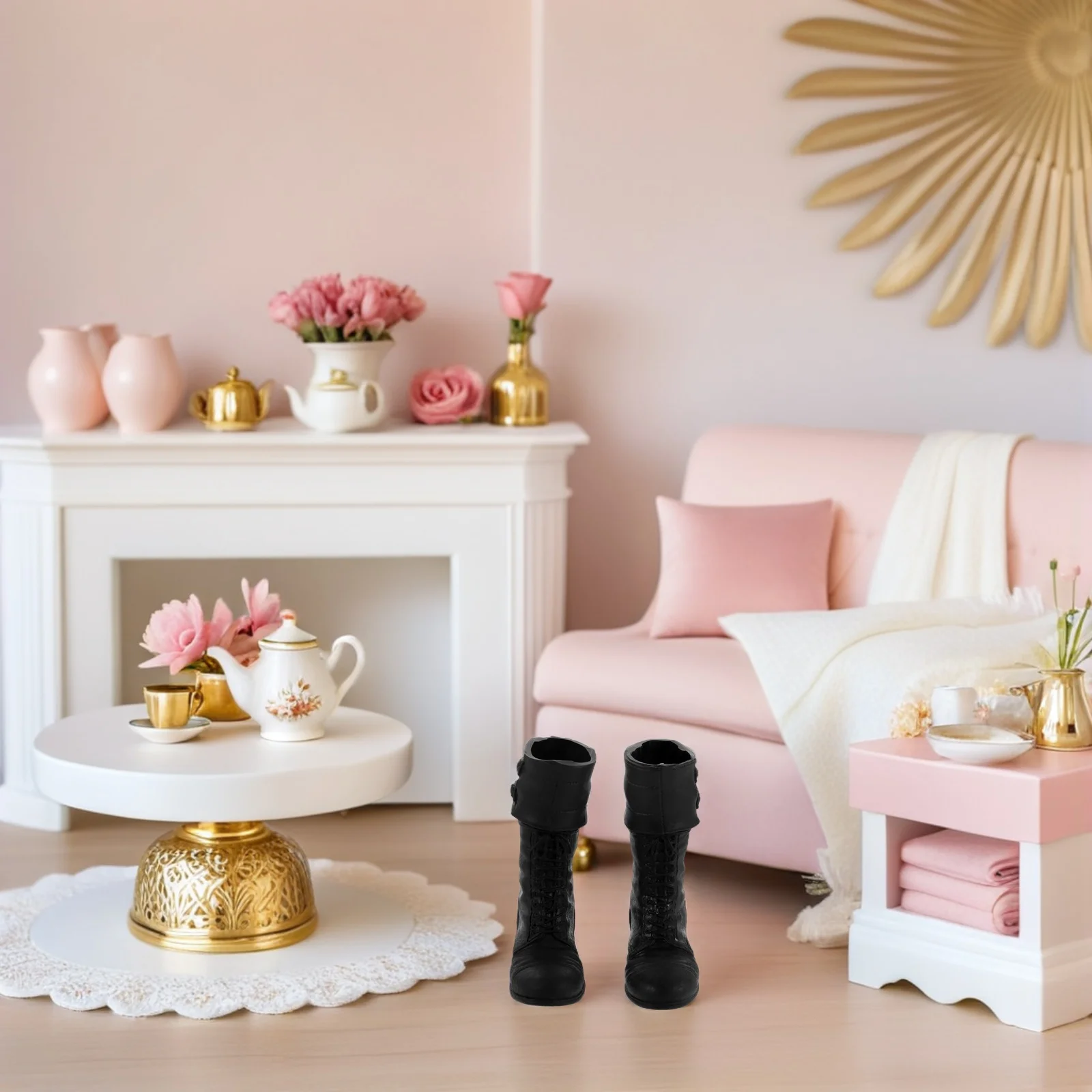 Bottes militaires réalistes, 1 paire, échelle 1/6, pour figurines d'action Bjd, chaussures miniatures, accessoires de déguisement, bottes noires d'action