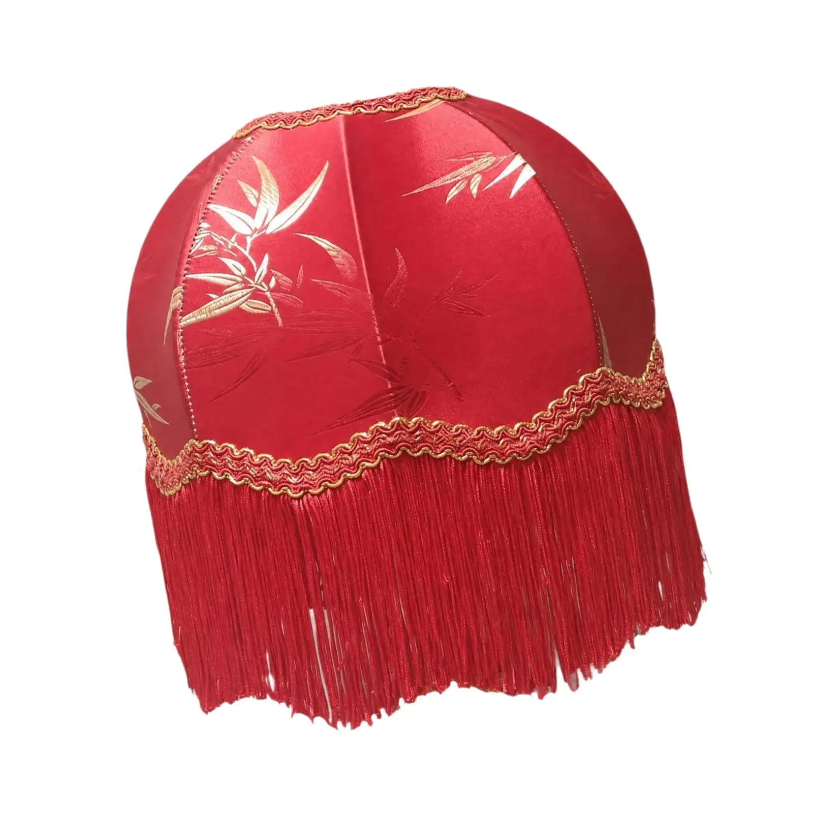 Elegant Velvet Bell Lamp Shade with Fringe Light Diffusing Cloth Lampshade E27 for Bedside Night Lamp