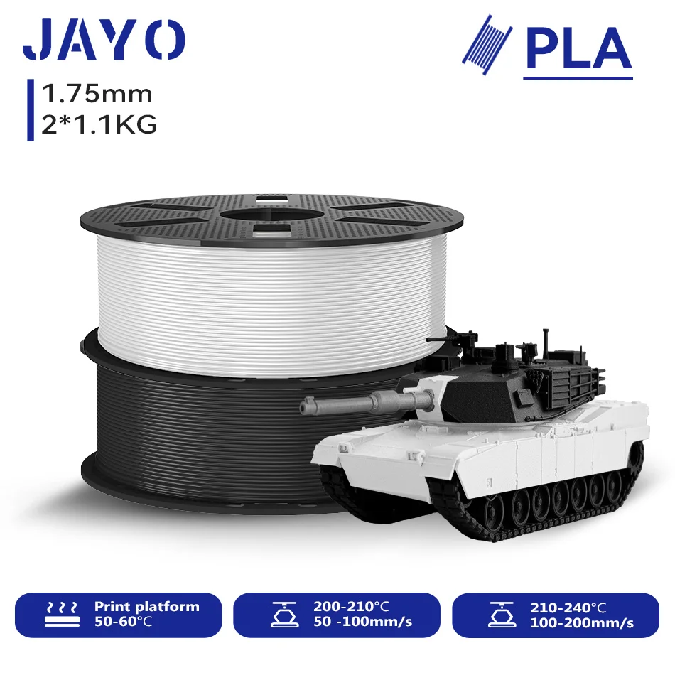 JAYO 2,2 kg 3D-PLA-Druckerfilament 1,75 mm, ungiftig und blasenfrei, PLA-Kunststoff als 3D-Druckfilament für 99 % der 3D-FDM-Drucker und -Stifte
