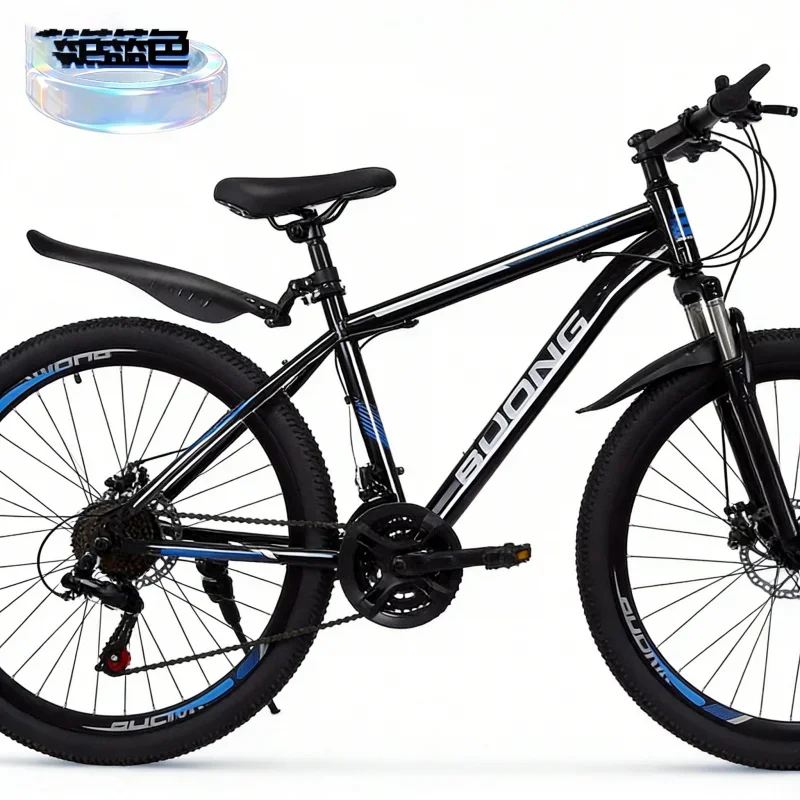 Custom Black Blue Spoke Wheel Adult Mountain Bike 24/26 Inch 7-Speed Disc Brakes Off-Road Commuter Bicycle for Students