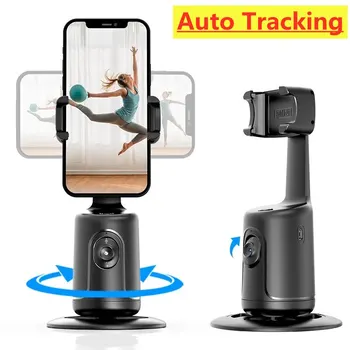 Automatic face tracking phone holder tripod stand smart selfie stick 360 rotation fast face and object tracking cameraman robot mount