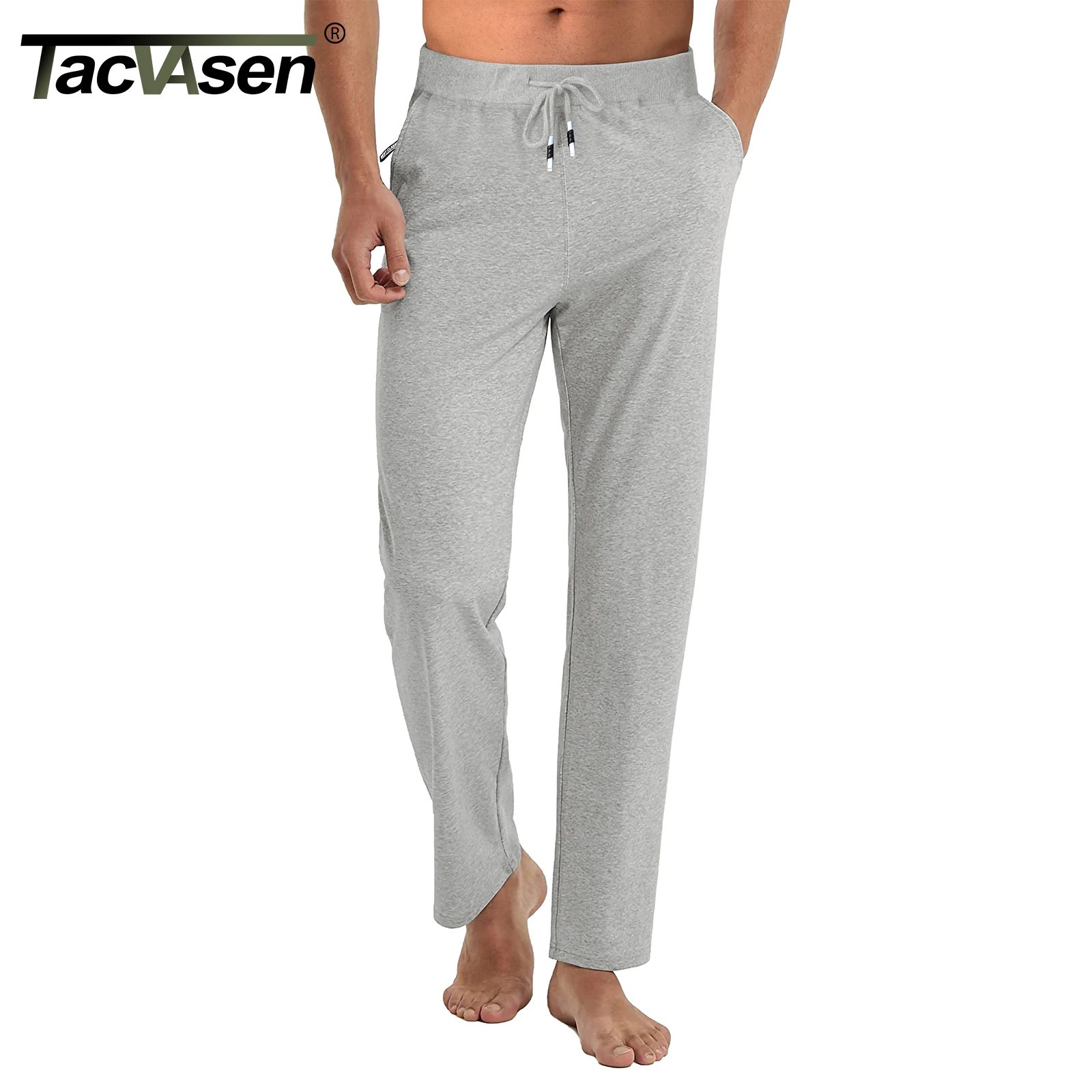 TACVASEN Men Sport Joggers Cotton Gym Training Trousers Comfortable Tracksuit Bottoms with Zip Pockets