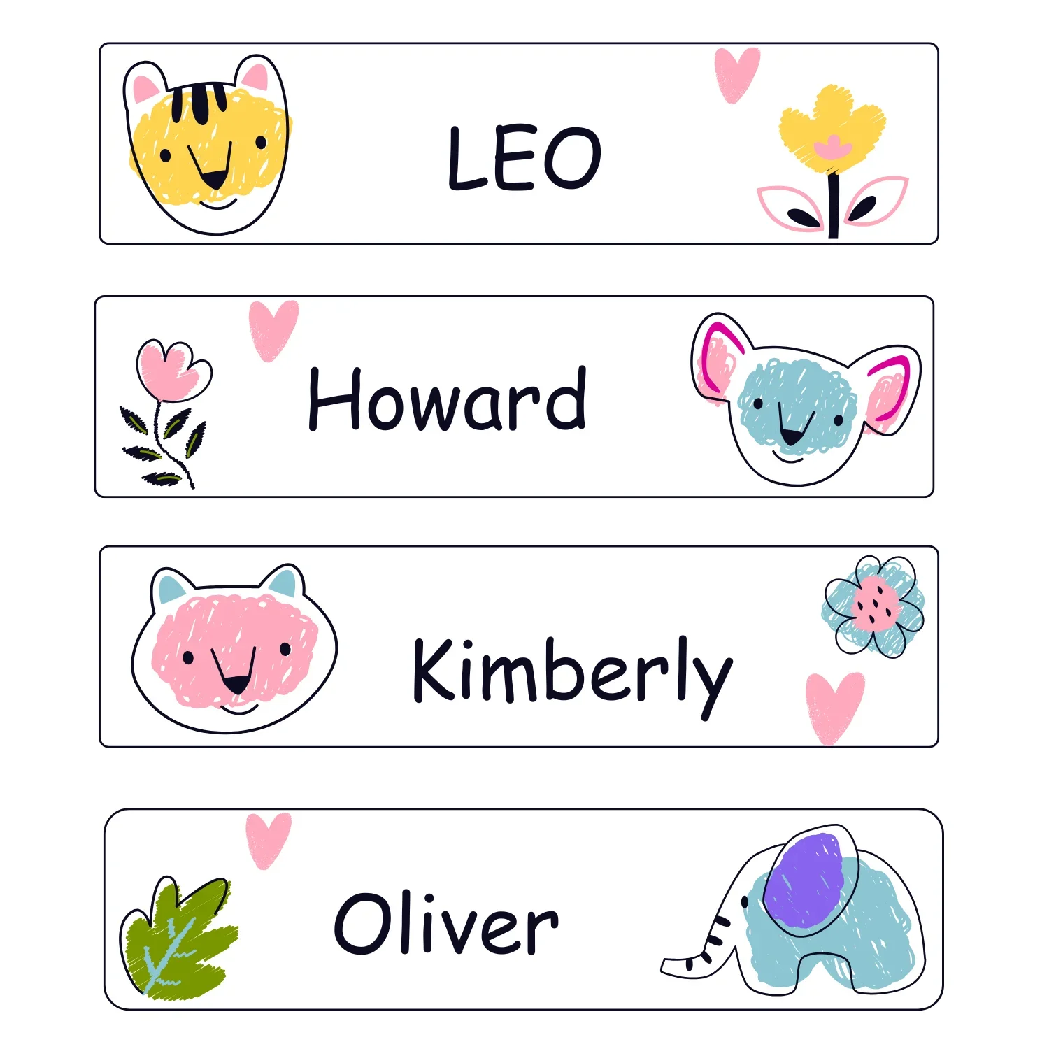 80pcs Custom Waterproof Name Labels for kids Cute Drawing Personalized Stickers for Wattle Bottles, Backpacks, School Supplies