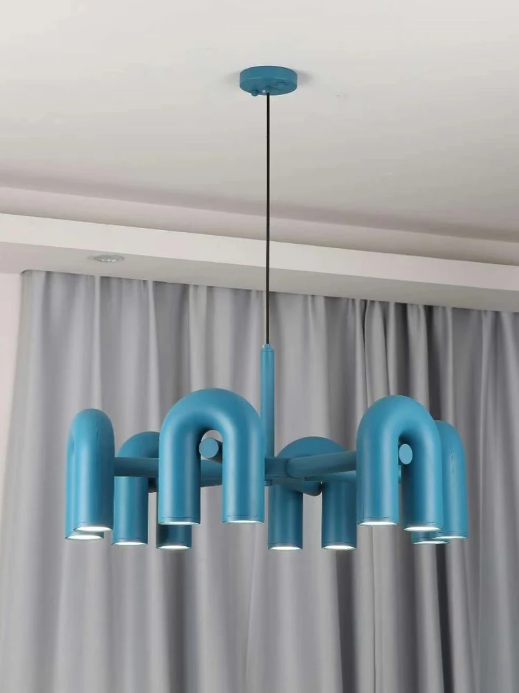 Nordic Designer U-shaped Water Pipe Chandelier Ins Rotatable Variable Shape Bedroom Living Room Home LED Lighting Fixture Decor