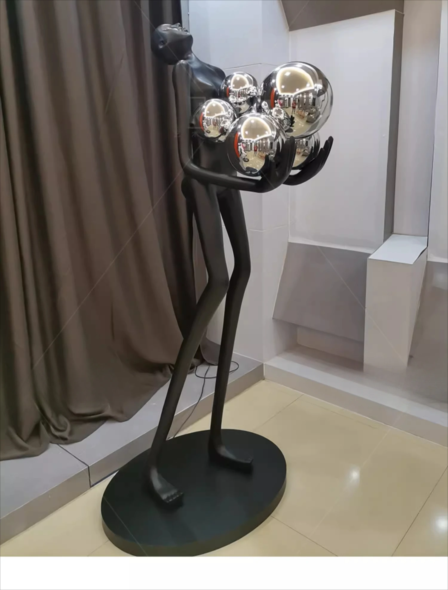 

Nordic humanoid sculpture floor lamp long arm ball design exhibition hall ornament living room sofa lamp modeling lamp