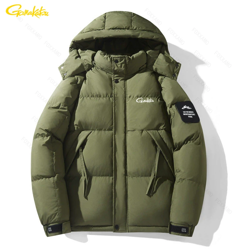 

Gamakatsu новый стиль со съемным капюшоном, свободная хлопковая куртка, зимнее теплое мужское хлопковое пальто, модная мужская верхняя одежда для рыбалки