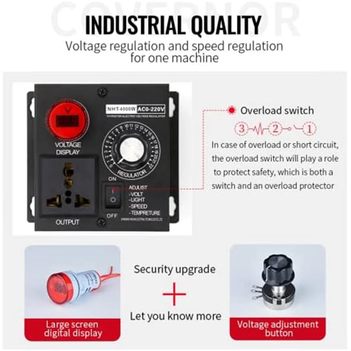 AC Motor Speed Controller 120V, Variable Speed Controller Fan Speed Controller,Motor Variable Voltage Regulator, EU Plug