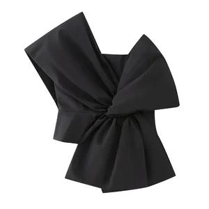 Frauenhandel asymmetrisch gebundene abgeschnittene, eine Schulter, Reißverschluss, Frauenhemden, sexy Mode 12 Hauptverkaufsbluse Reißverschluss - №4