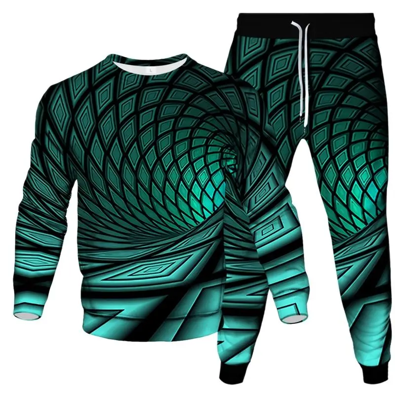 Colorful Tie Dye Vortex Pattern Print Men Fashion Clothing Suit Male Sweatshirt Jogging Pants Sport 2 Piece Set Unisex Tracksuit