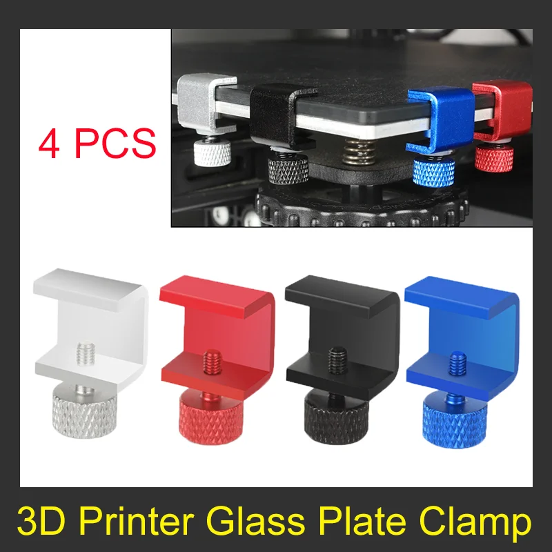 

4/8pcs 3D Printer Glass Plate Clamp Aluminum Adjustable Bed Clips fixed clip for 3D Printer Build Platform Glass Retainer