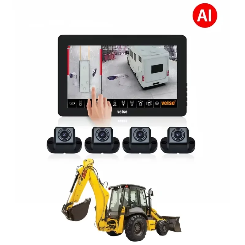 360 Degree Bird's-Eye View System Reverse for Backhoe Excavator Grader Wheel Loader Crane Truck Bus Support GPS