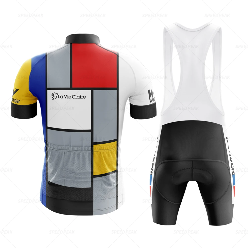 Retro Cycling Jersey Set Classical Bicycle Suit Bike Short Sleeve Men Bib Shorts Clothes Por team  Factory  Gel breathable pad