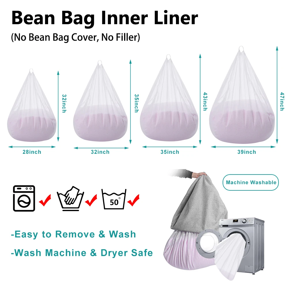 Cover Zipper Opening Inner Liner for Bean Bag Bean Bag Inner Liner Lazy Sofa Inner Liner Bean Bag Insert Replacement Cover