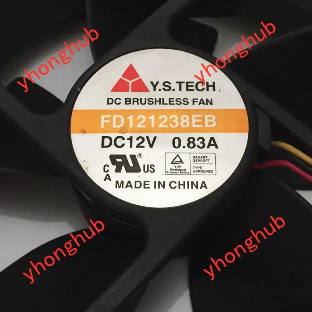 Y.S.TECH FD 121238 EB DC 12V 0.83A 3-Wire 120x120x38mm مروحة تبريد الخادم