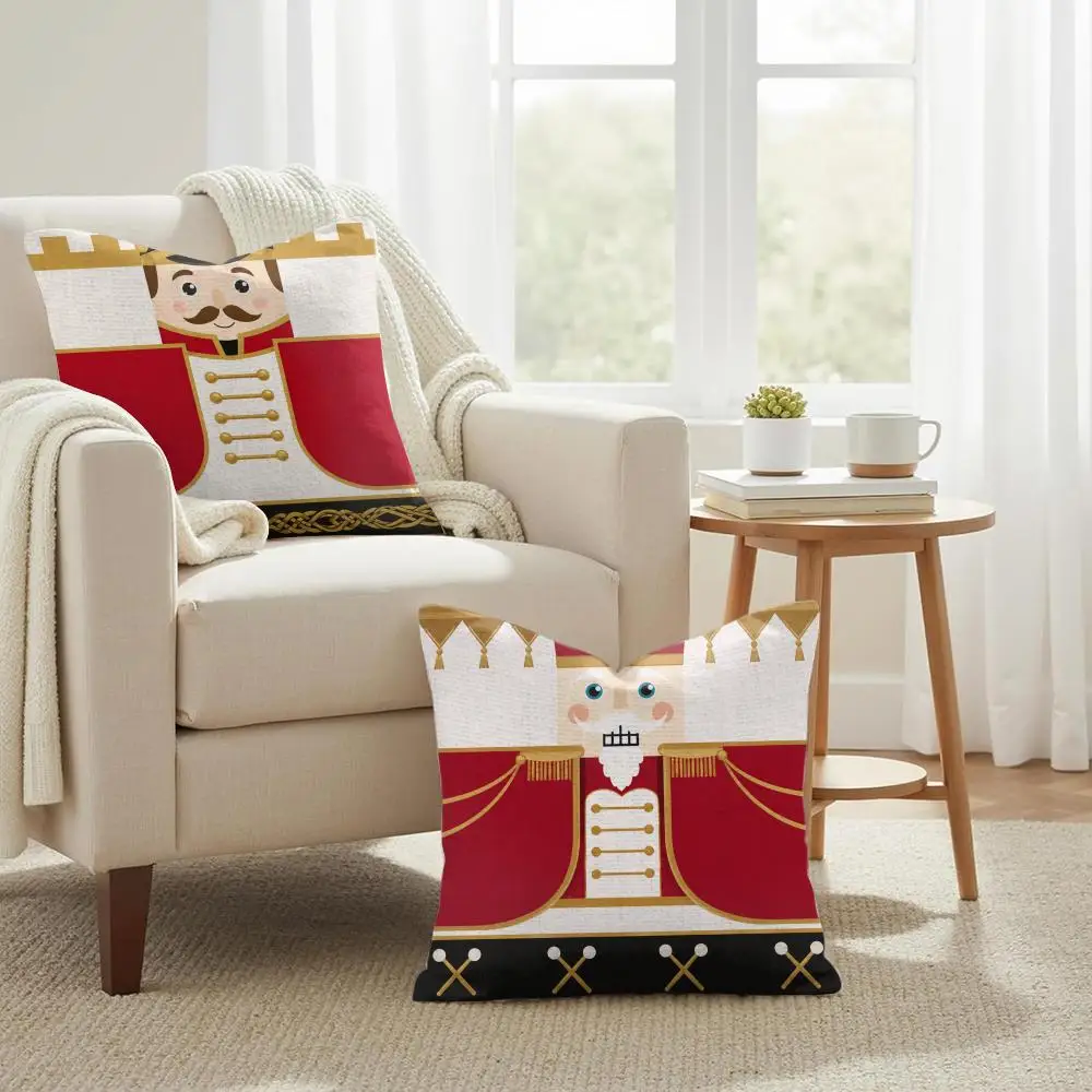Royal Toy Soldier Style Cushion Cover Summer Coolness Linen Organic Fabric Sofa Pillow Case Double-Sided Printing Home Decor