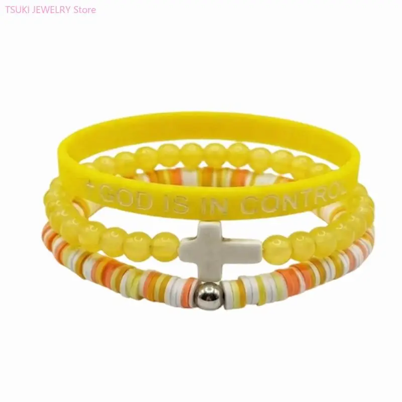 62KE Soft Resin Glowing Crosses Wristband Fashionable Unisex Accessory