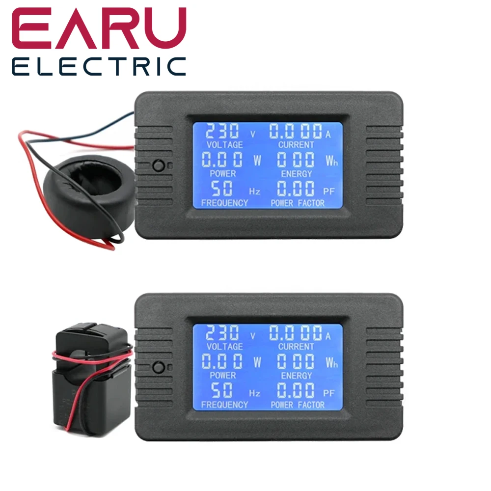 PZEM 5A 10A 100A Battery Capacity Tester AC80-260V 6in1 Voltage Current Power Capacity Meter Resistance Frequency Meter