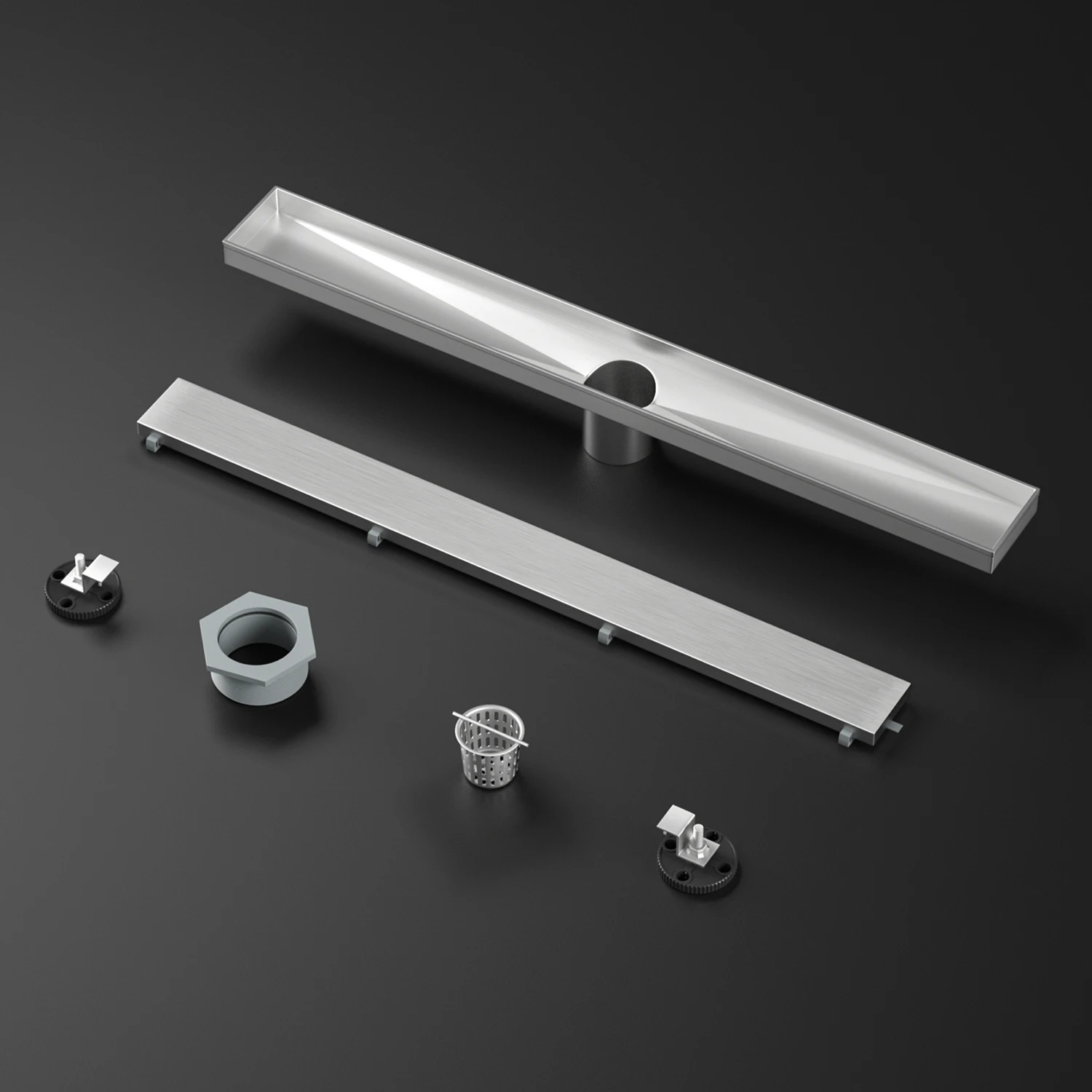 NEODRAIN Modern 304 Stainless Steel Chrome Plated Linear Shower Drain Tile Insert Floor with Invisible Grate for Hotel Bathroom