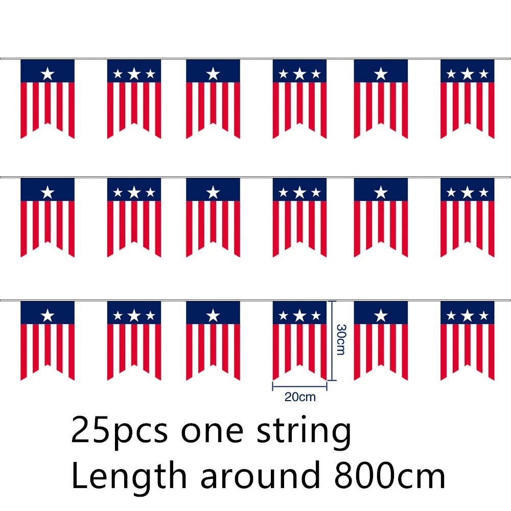 20x30cm Total 25pcs In one String American Bunting Flag America USA Bunting Banner Small US Flags Banners Refueling Decoration