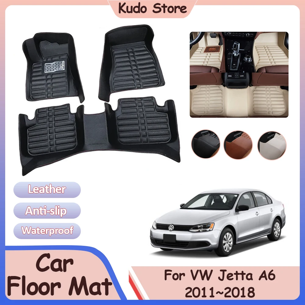 

For Volkswagen Jetta A6 1B VW Vento 2011~2018 Car Floor Mat Custom Leather Panel Liner Rug Carpet Foot Parts Interior Accessorie