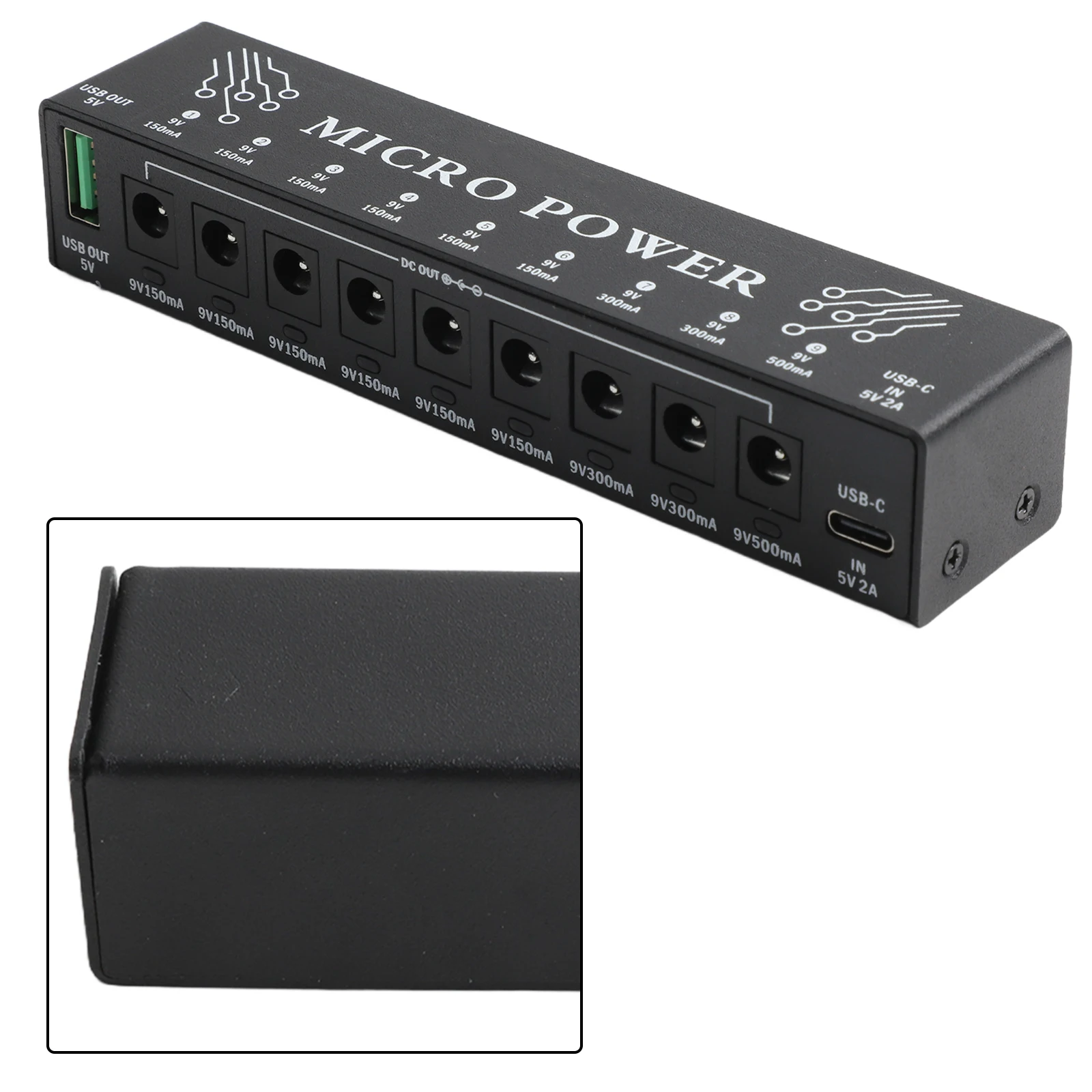 15.2*8.4*5.4cm Guitar Pedals Power Supply Enhanced Safety Metal Construction Efficient Operation Multiple Outputs