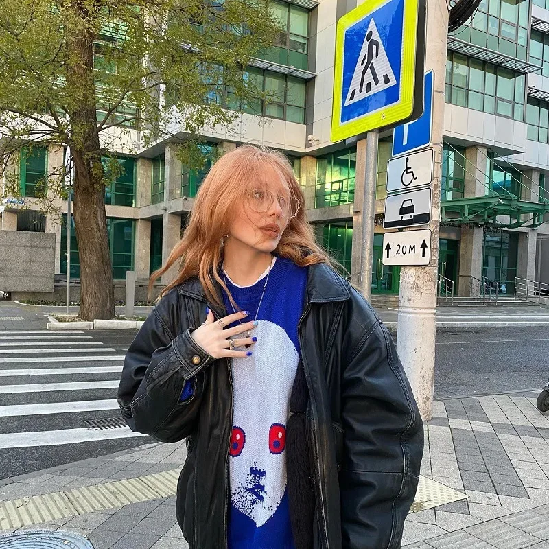 2025 nieuwe hiphop patroon bedrukte hoodie straat gothic herfst harajuku losse paar trui