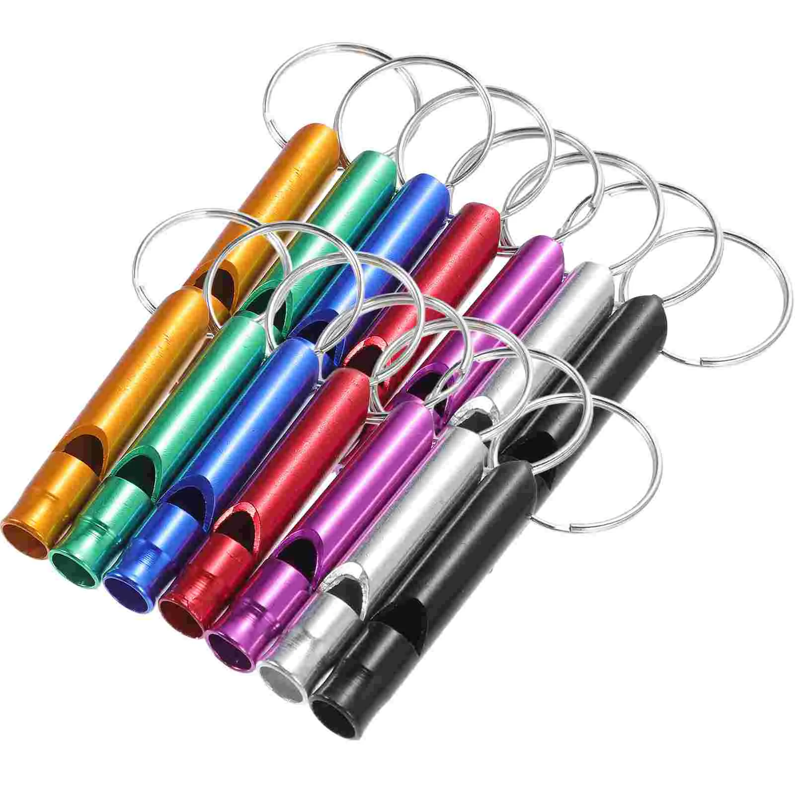 

15 Pcs Sports Whistle Aluminum Alloy Decor Metal Keychain Safety Survival Whistles