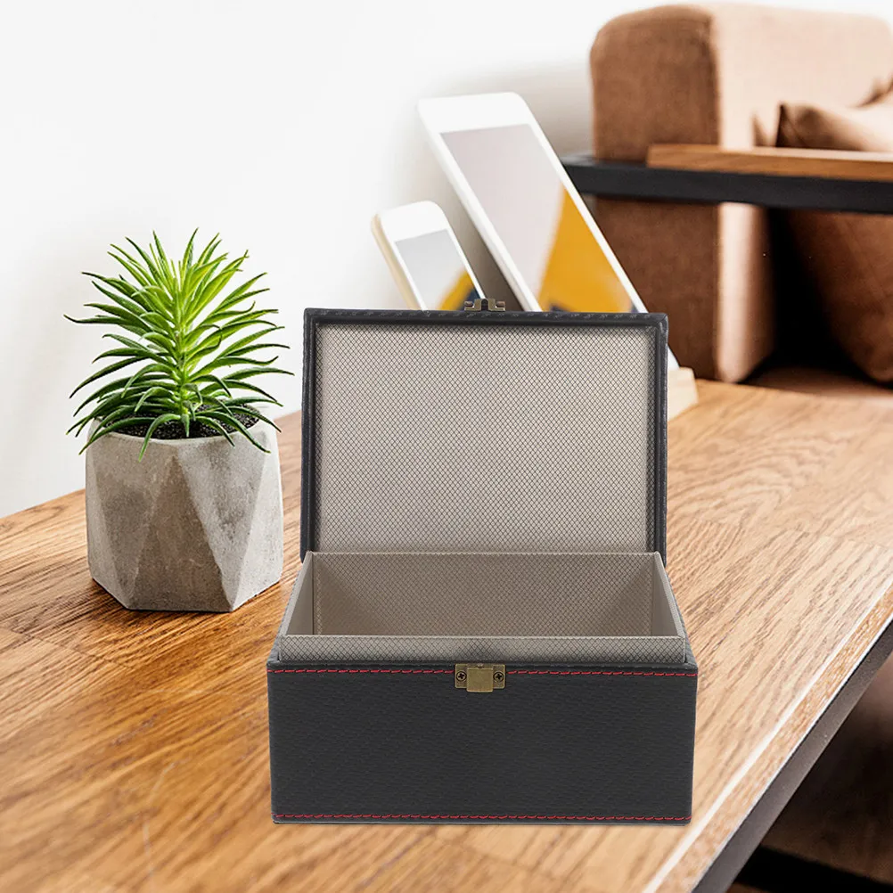 Car Key Storage Box Large Capacity Carbon Fiber Pu Faraday Cage For Keys Phones Coins Car Organizer Box