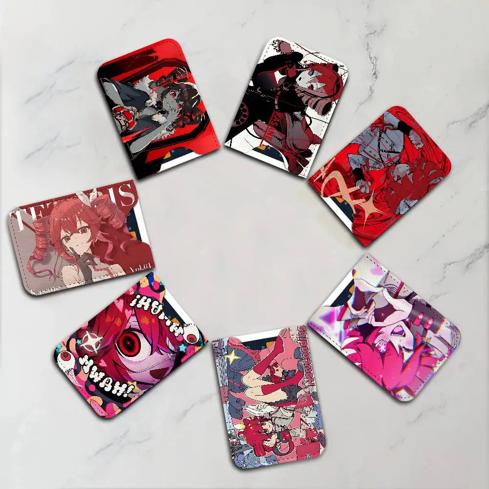 Popular Virtual Singer Kasane Teto Anime Men Leather Card Case, Minimalist Mini Credit/Bus ID Card Holder, Small Compact Office