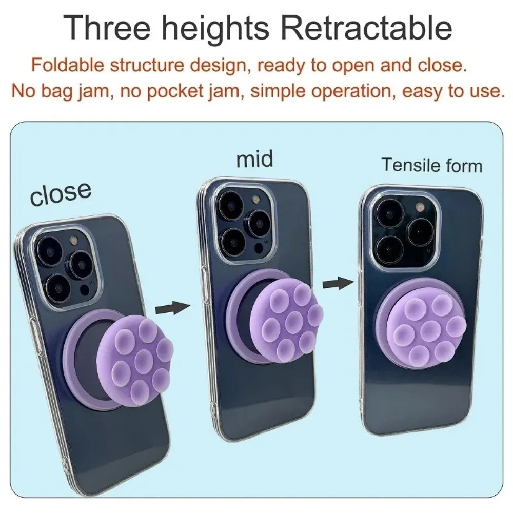 Round Suction Cup Phone Holder Pocket Socket Two-sided Suction Finger Ring Holder Silicone Cellphone Grip Stand