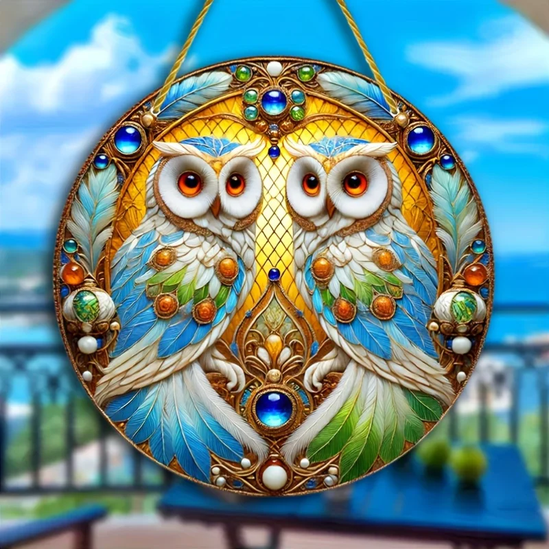 Gorgeous style owl catcher pendant, acrylic animal themed art wall decoration without power,porch-ideal gift for family