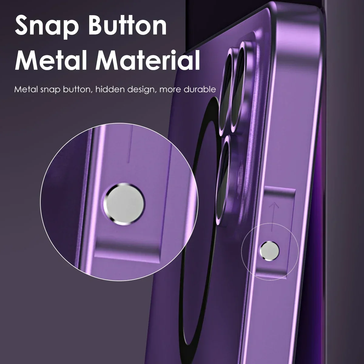 Aluminum Metal Frame Magnetic Case For iPhone 13 12 14 15 Pro Max 15Plus Magsafe Wireless Charging Glass Lens PC Backboard Cover