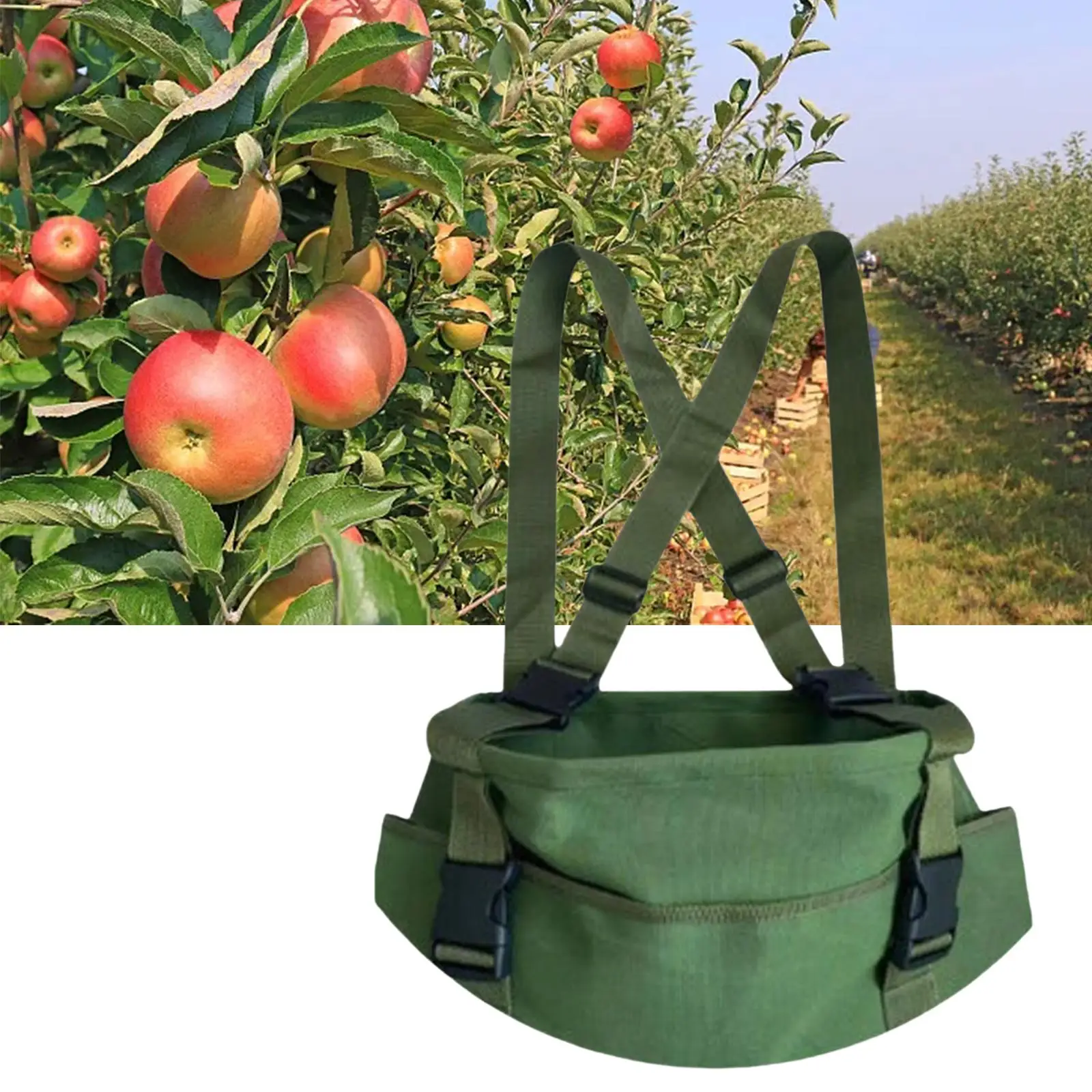 

Fruit Picking Bag Storage Pouch Canvas Free Arm & Hand Garden Apron Storage