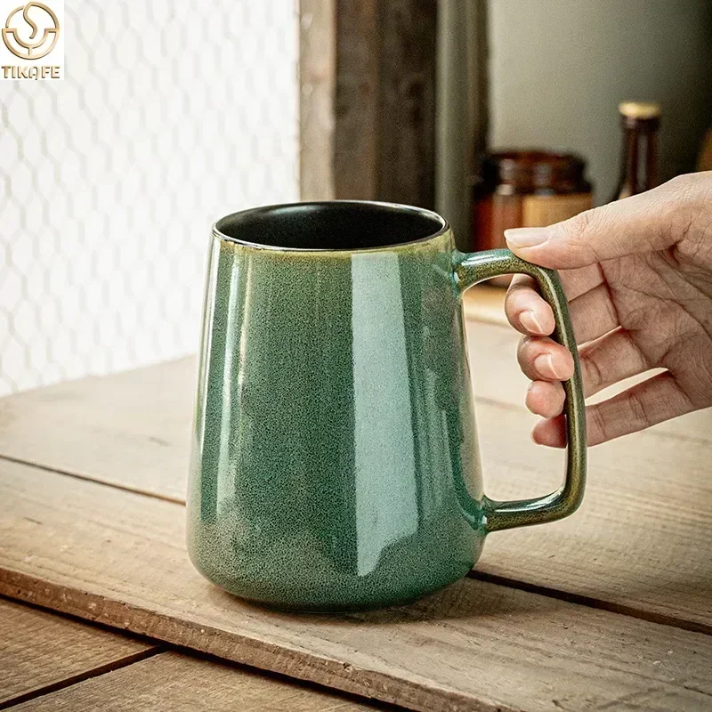24OZ/700ml Large Ceramic Coffee Mugs with Handle: Ideal Jumbo Tea & Water Cup for Office & Home(Green, Blue, Brown))