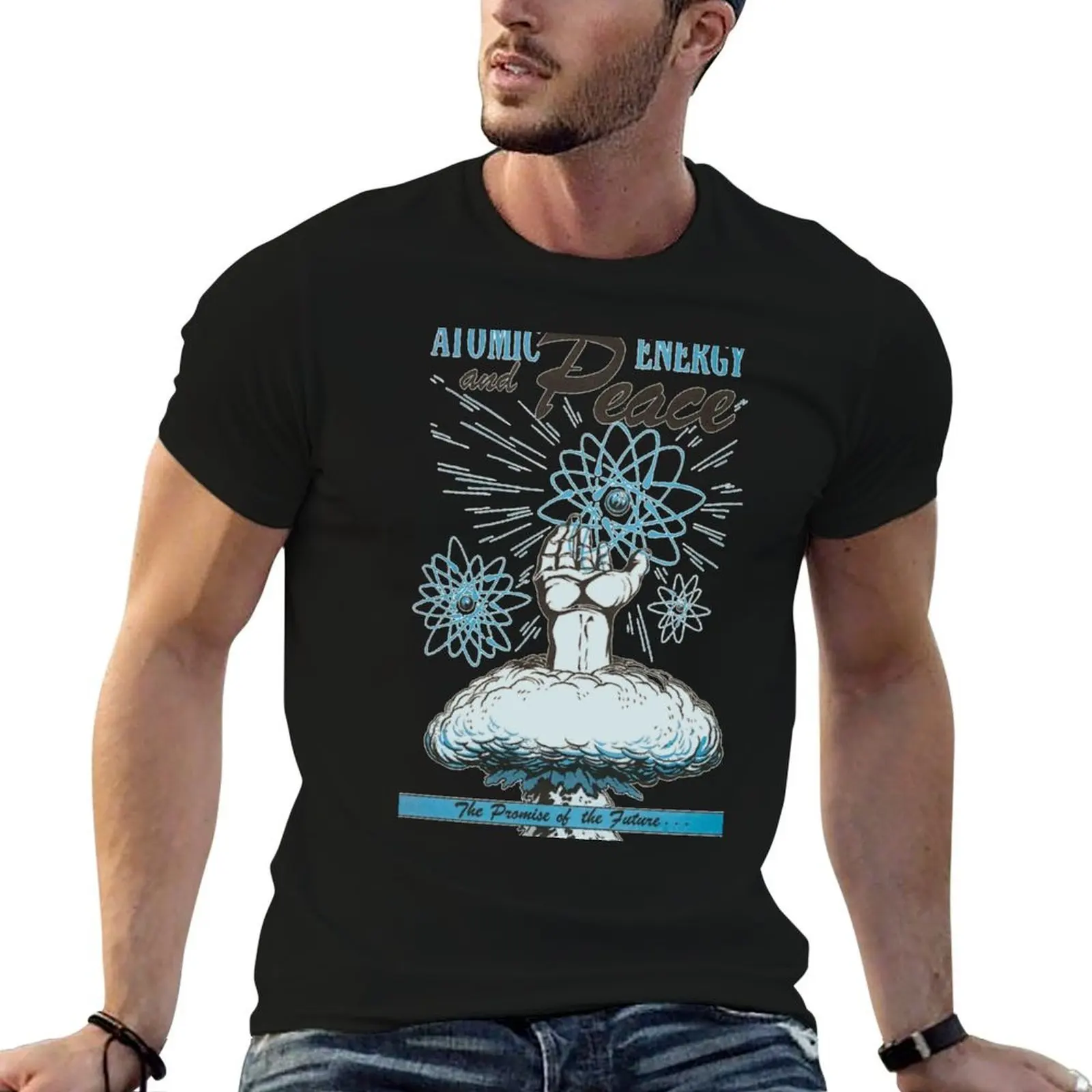 

Atomic Energy and Peace - Vintage Design! T-Shirt cotton tshirt 100% man t shirt designer T-Shirt
