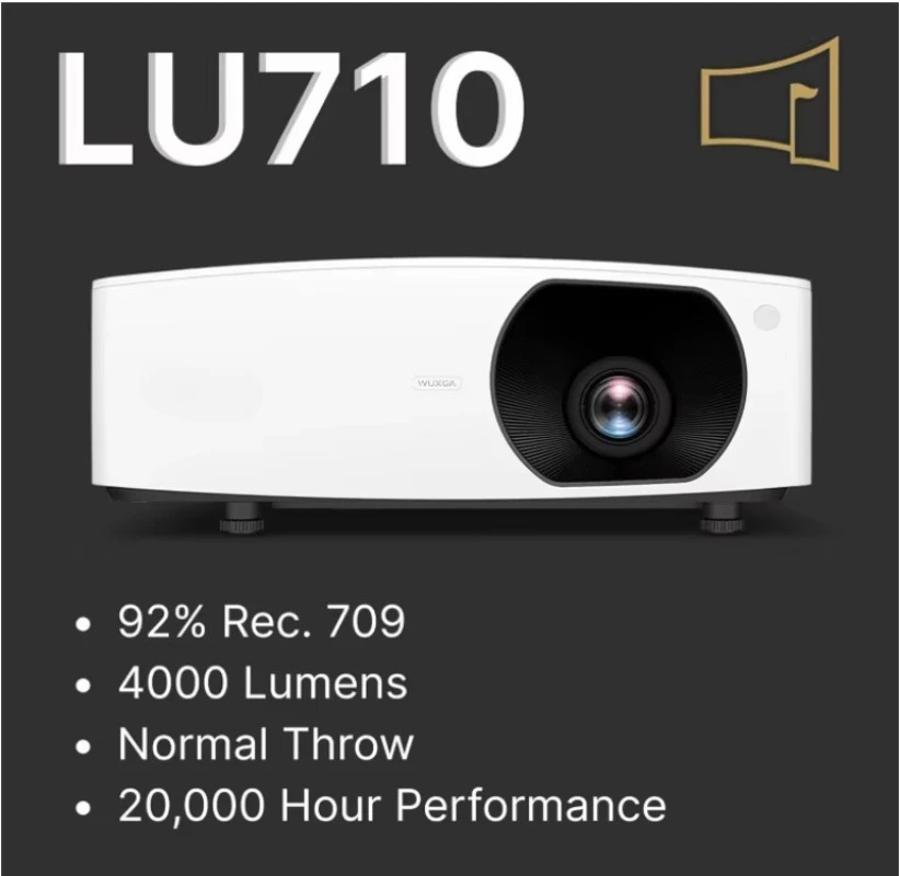 BenQ LU710 Laser Projector 5000 Lumens Short Throw 6000 Lumen Brightness Manual Lens 3D 1080p for Business Education Built-in
