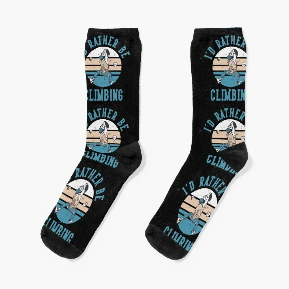 

I'd rather be climbing - rock climber man climbing wall Socks hip hop sports stockings hockey Toe sports Boy Socks Women's