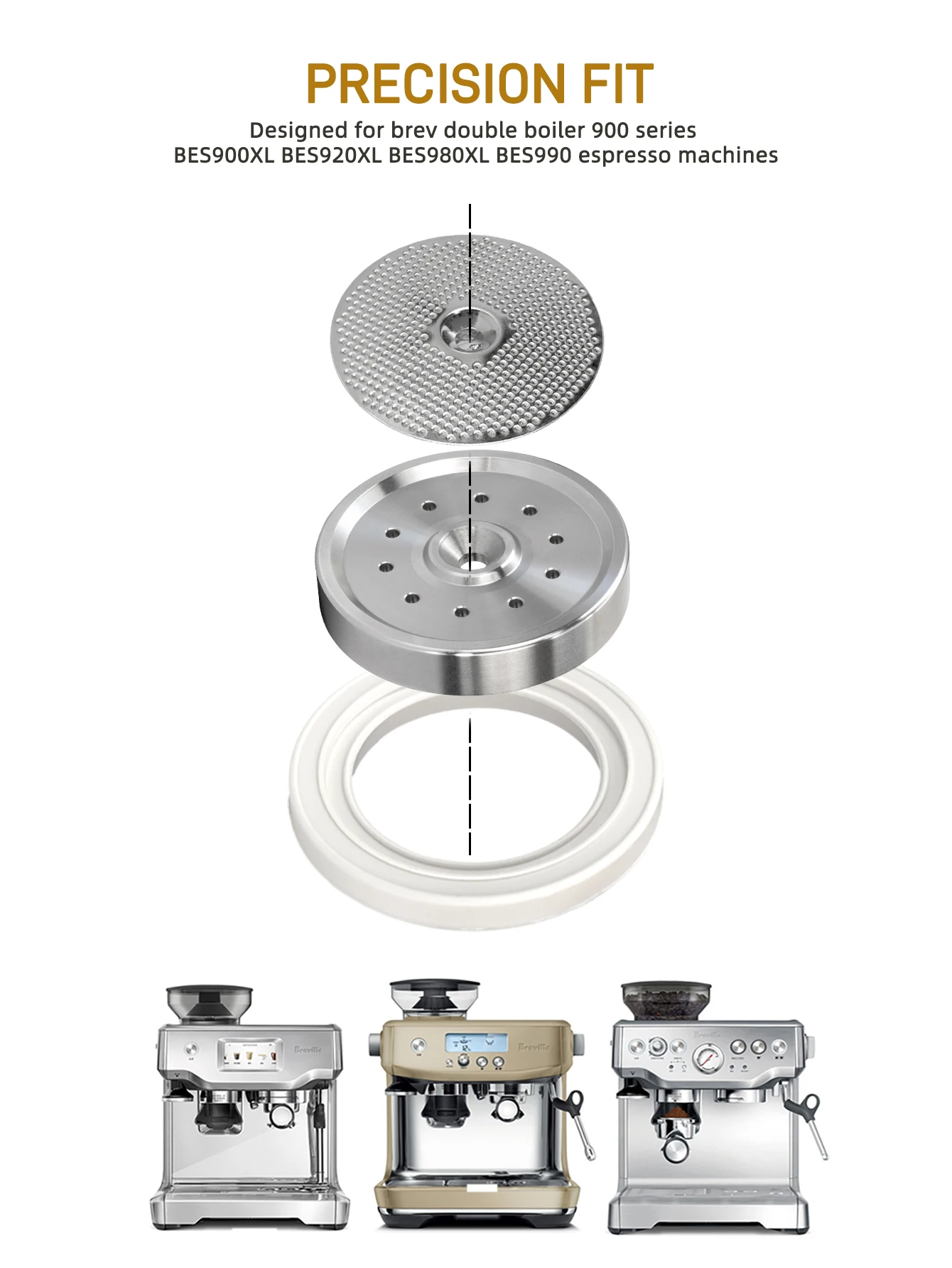 Precision Shower Screen Group Head with Silicone Steam Ring Compatible with Breville 9 Series Espresso Machines