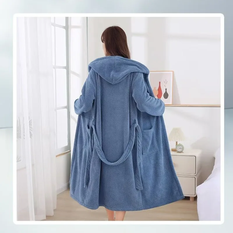 2026 NEW Long-sleeved Hooded Bathrobe Women's Bath Skirt Absorbent Bath Towel Nightgown