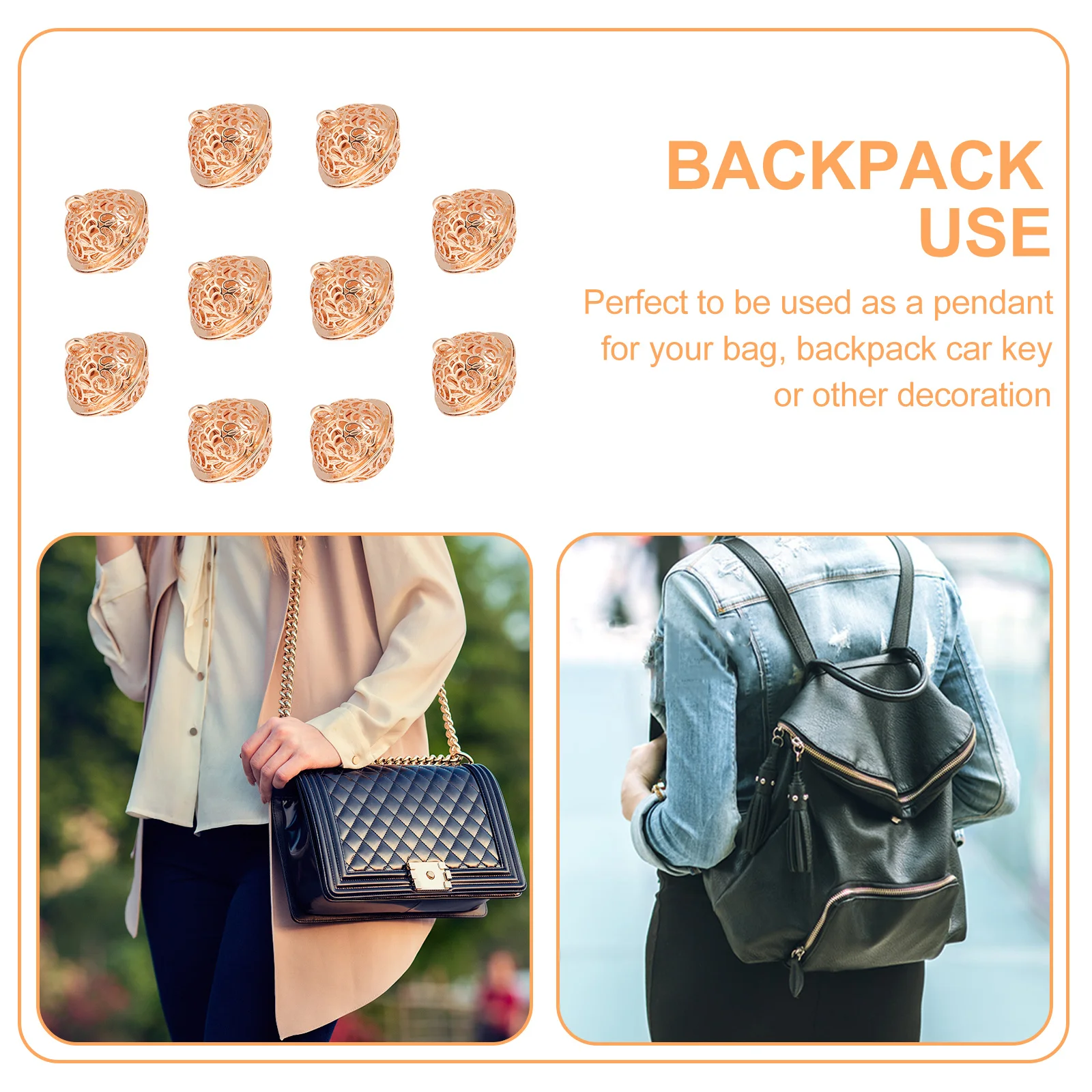 

10Pcs Tin Alloy Electroplated Hollow Bells Decorative Christmas Hanging Bell Key Chain Pendant DIY Accessory Key Chain Pendant