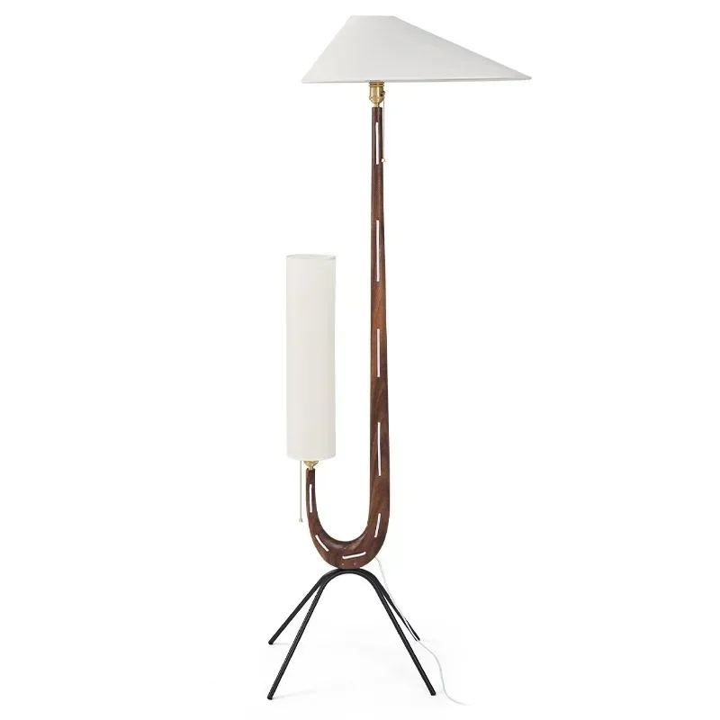 Giraffe Floor Lamp With Coffee Table Solid Wood Lamp Designer Led Fabric Tall Lamps Living Room Wabi Sabi Reading Standing Lamp