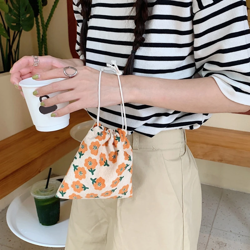 Cute Small Cloth Drawstring Gift Bag Woman Girl Purse Handbags Jewelry Lipstick Cosmetic Tote Rope Bags Storage Pouch String Bag