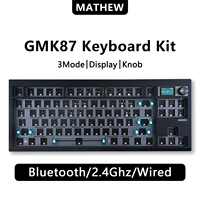 GMK87 TKL Mechanical Keyboard Kit,80% Hot-Swap 3Mode RGB Custom Gasket Mounted TFT LCD Screen Barebones Kit with DIY Knob