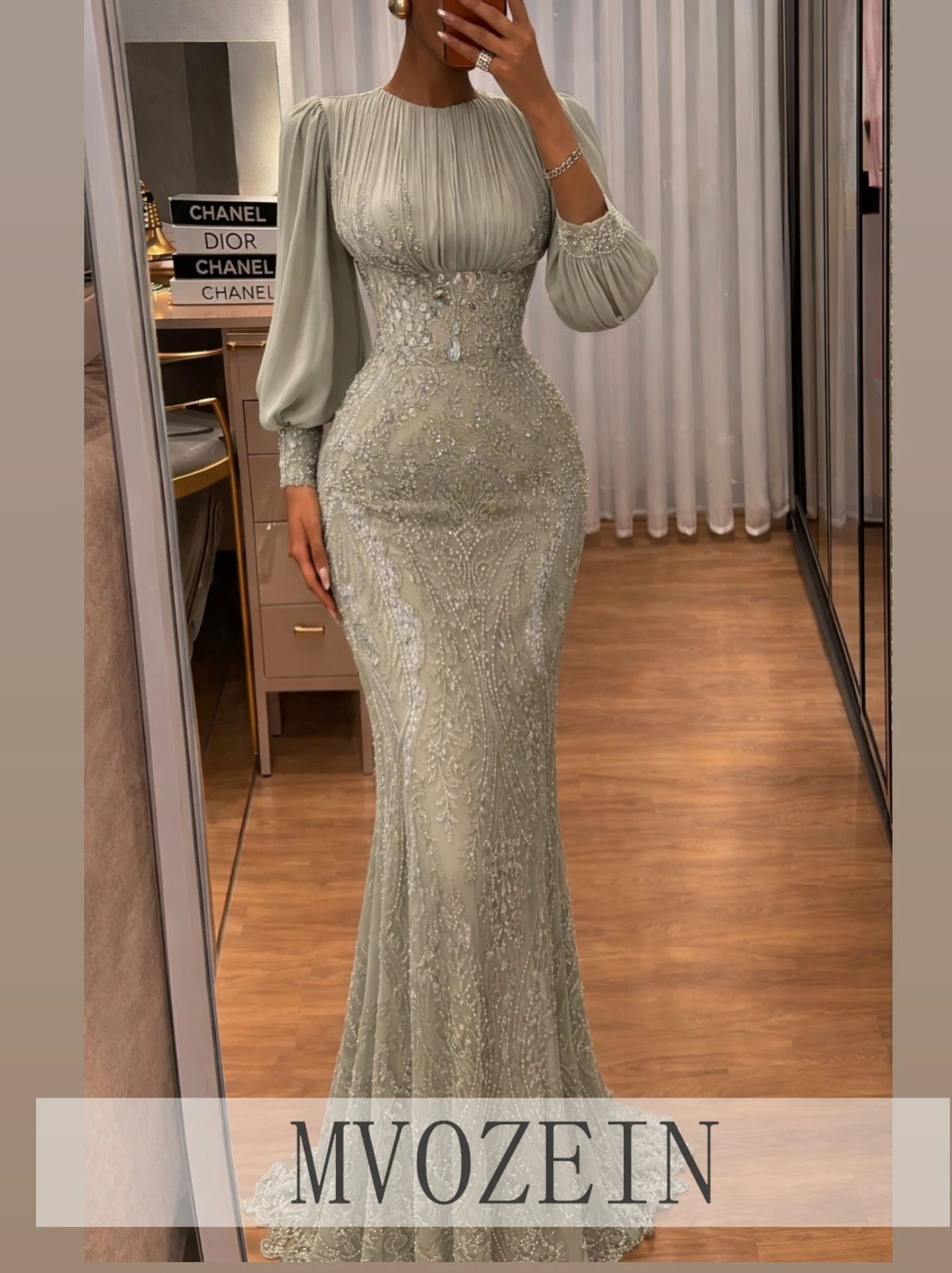 MVOZEIN New Arrival Mermaid Evening Dress Satin A-Line Round Collar Wedding Guest Dresses Elegant Women's Wedding Party Attire