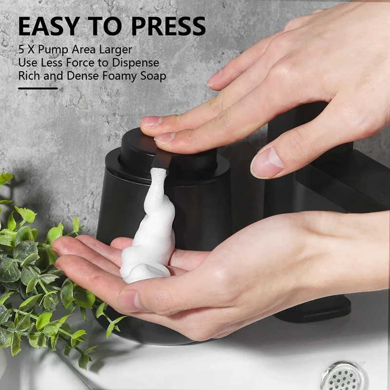 Foaming Soap Dispenser, 2 Pack Foam Hand Soap Dispenser For Bathroom & Kitchen, 12 Oz Dish Foaming Pump Bottle Durable