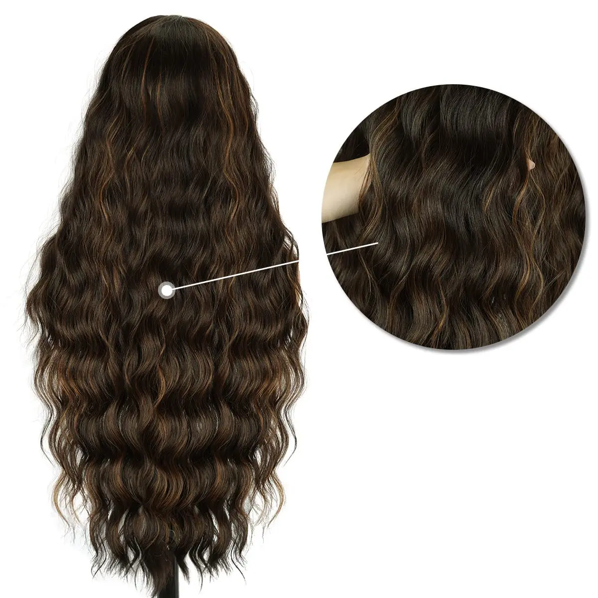 38 Inch Long Synthetic Curly Wig For Black Women Long Wavy Wig Brunette Wigs Brown Wavy Wig Extra Long Hair Wigs For Daily Party